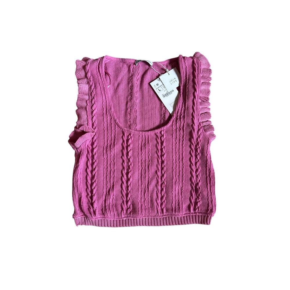 Zara Bubblegum Pink Cableknit Sweater, sz. large, NWT